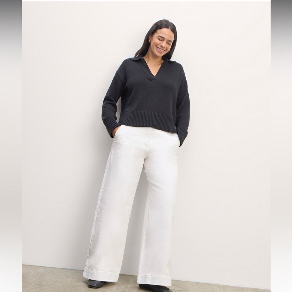 Everlane White Wide-Leg Trouser Pants Size 12